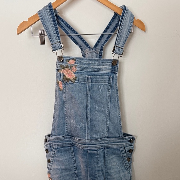 Driftwood Olivia Floral Embroidered Denim Overalls – Small | Free People - Picture 2 of 5